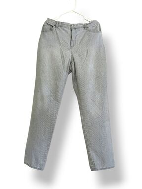 Gloria Vanderbilt Light Gray Pinstripe Jeans Wide Leg Soft Casual Denim Classic